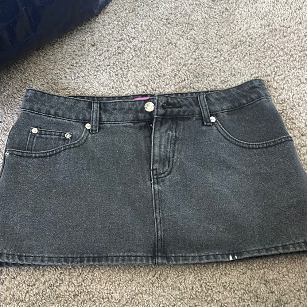Edikted Black Denim Mini Skirt